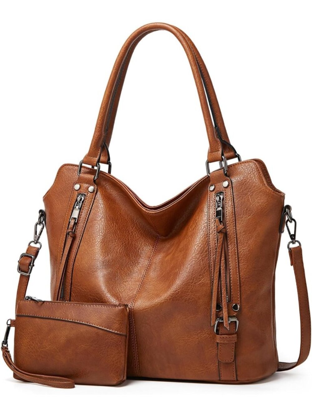 Stylish Large PU Leather Tote Handbag for Women - Chic Hobo Shoulder Bag